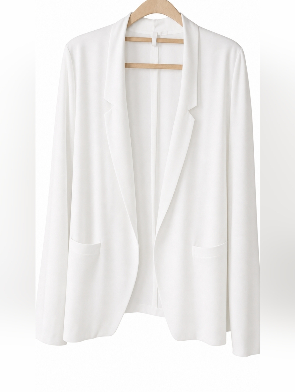 FRENCHI Open-Front White Relaxed Fit Blazer